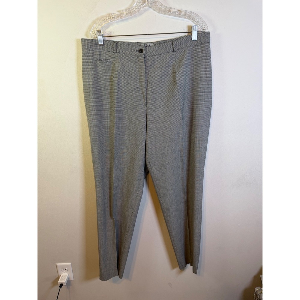 Brax Womens Trousers Virgin Wool Houndstooth Black White 48K
